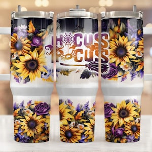40oz Tumbler Wrap - Autumn Fall Vibes PNG Tumbler Design Sublimation Designs Downloads - Halloween Sublimation Tumbler with Handle Wrap
