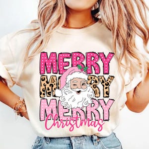 Leopard Merry Christmas PNG, Pink Christmas Png, Christmas Png, Retro Christmas Png, Santa Claus Png, Christmas Sublimation Designs
