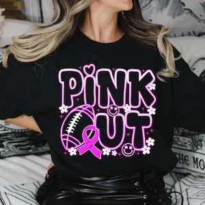 Neon Brustkrebs Fußball Pink Out PNG, Brustkrebs PNG, Pink Ribbon Png, American Football PNG, Pink Out Sublimation Design, Krebs PNG