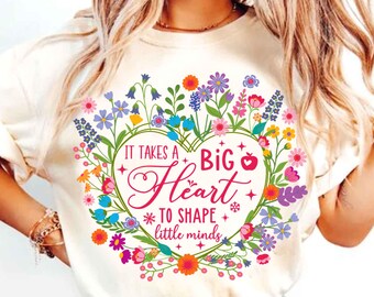 Lärare png, Det krävs ett stort hjärta för att forma små sinnen png, boho lärare png, lärarsublimering, tillbaka till skolan png, lärarskjorta png