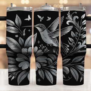 Floral Hummingbird Tumbler Wrap Laser Svg, 40oz Laser Engraved Tumbler Wrap, Hummingbird 40 oz Tumbler Laser File Design Laser Engraving Svg