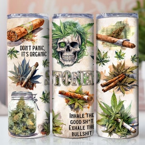 Weed Sublimation 20oz Skinny Tumbler, Weed Sublimation PNG, Cannabis Skull Tumbler, Downloadable PNG for Straight/Tapered Tumbler PNG File