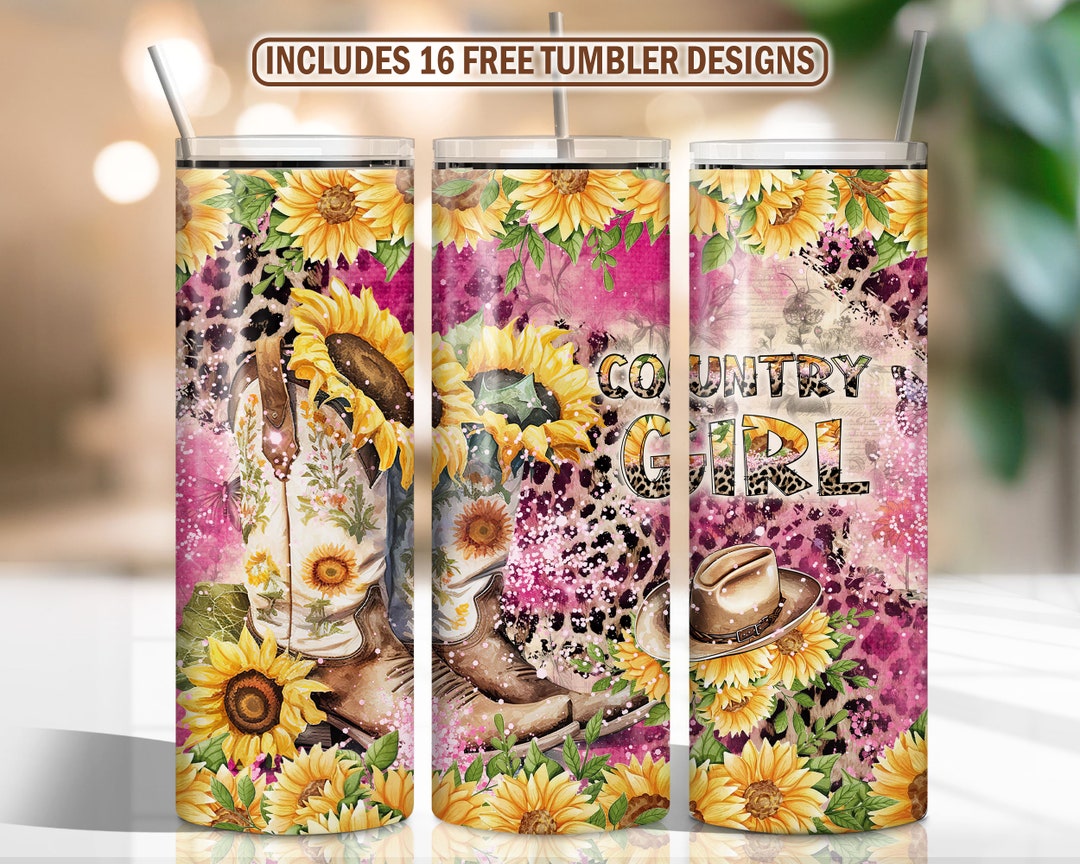 Country Girl 20 Oz Skinny Tumbler Sublimation Design Digital Download ...