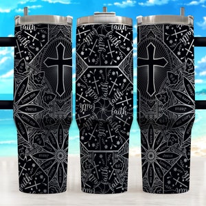 Faith Mandala Jesus Mandala Laser Engraved Full Wrap Design for 40oz Tumbler, Digital Download, Seamless Design, SVG For Laser Rotary