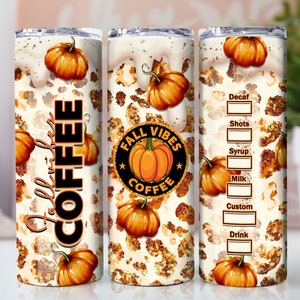 Pumpkin Spice Tumbler Design, Gold Glitter 20oz Skinny Tumbler Sublimation Designs Wraps, Starbucks Logo Halloween Tumbler PNG, Fall Design