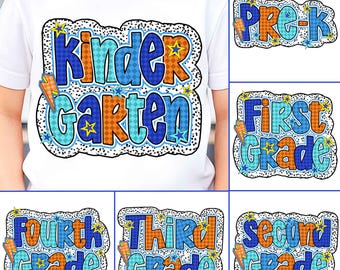 Retro Back to School Boys PNG Bundle, Kindergarten Kid Design, First Day Shirt PNG, Pre-K to Third Grade Png,School Boy Sublimation File