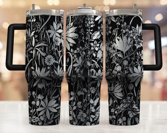 Wild Flower Tumbler Wrap Laser SVG, 40oz Tumbler Full Wrap Laser SVG, Laser Engraved Svg, Tumbler Laser File, Instant Download, Laser Svg