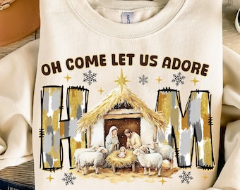 Oh Come Let Us Adore Him Png, Nativity Scene Christmas Png, Coquette Jesus Christmas Png, Baby Jesus Png, Oh Holy Night Png, Hand Drawn