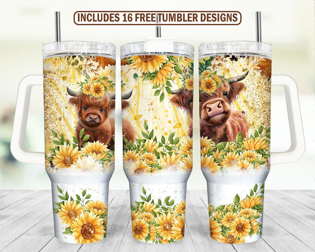 Highland Cow 40oz Tumbler Wrap - PNG Tumbler Design Sublimation Designs ...