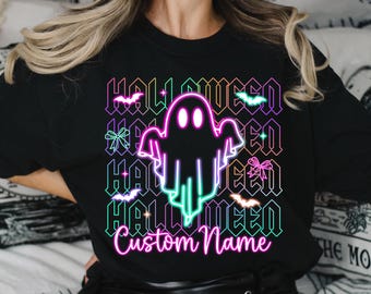 Custom Coquette Halloween Neon Png, Halloween Ghost Neon png, Halloween Mama Png, Spooky Season Png, Social Club Png, Girly Coquette Bow Png