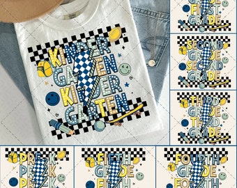 Back to School For Boys Bundle, Kindergarten, Pre K PNG, First Day Of School, School Png, Retro PNG, First/ Second/ Third Grade Design