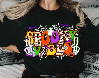Spooky Vibes Png, Spooky Season Png, Spooky Mama Png, Halloween dalmatien Png, main squelette, néon Halloween Mama Sublimation, fichier numérique
