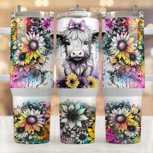 Baby highland cow 40oz Quencher wrap, Sublimation design templates, 40oz png Digital download, Clip art download, 40oz tumbler with handle