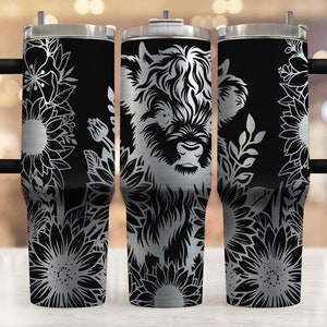 Highland Cow Tumbler Laser Svg, 40oz Tumbler Full Wrap Laser Svg, Laser Engraved Svg, Tumbler Laser File, Laser Svg For Tumbler