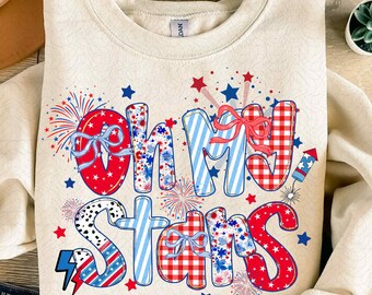Preppy America Oh My Stars Coquette PNG, Retro 4th of July Png, Girly USA Png, Flowers Memorial Day Png, Patriotic Png, independence day Png
