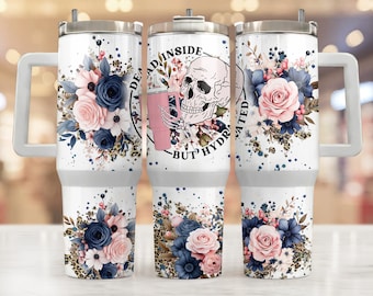 Involucro per bicchiere da 40 once Dead inside, modelli di design a sublimazione, download digitale png da 40 once. Download di clip art, bicchiere da 40 once con manico
