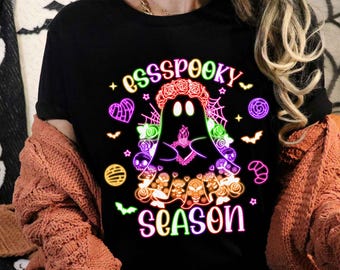 Espooky season Neon png, Spanish Halloween design, Halloween ghost Neon png, spanish png, trendy Halloween design, spooky season