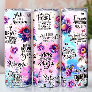 Positive Affirmations Tumbler Wrap, Inspirational Tumbler, Positive Quotes Tumbler, Self Love, 20Oz Skinny Tumbler PNG Straight/Tapered PNG