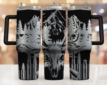 Copo de caça a veados Laser Svg, Buck Hunting 40oz Tumbler Full Wrap Laser Svg, Svg gravado a laser, arquivo a laser de copo, Laser Svg para copo