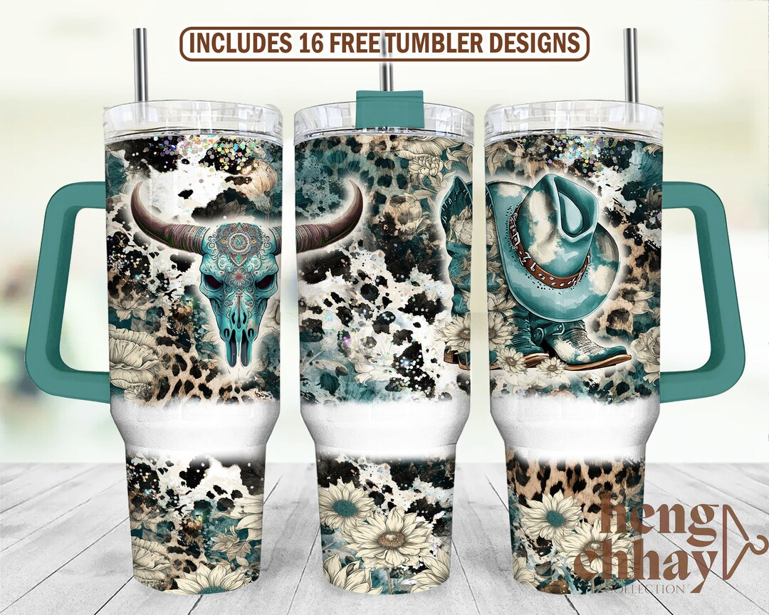Rustic Cowgirl 40oz Tumbler Wrap - PNG Tumbler Design Sublimation ...