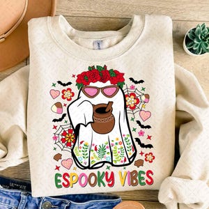 Espooky Season Png, Floral Ghost Png, Halloween Png, Spanish Halloween Png, Spooky Latina Png, Mexican Conchas Png, Regalos Es Espanol