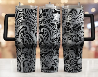 40oz Tumbler Motif Floral Paisley Tumbler Wrap Laser SVG, Full Wrap Laser SVG, Laser Engraved Svg, Tumbler Laser File, Side Seamless Design