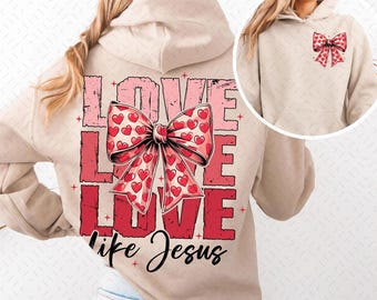 Retro Love like Jesus Coquette Png, Coquette Heart Bow png, Coquette Valentine Png, valentine png, Valentine Png, Jesus valentine png