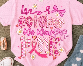 Preppy Breast Cancer Png, in October We Wear Pink Png, Coquette Breast Cancer Png, Breast Cancer Awareness Shirt Png, Pink Ribbon Png