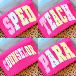 Checkered Neon School Occupation PNG Bundle, Back to School Teacher Sped Para Counselor, Preppy First Day of School Girly Png, Colorful