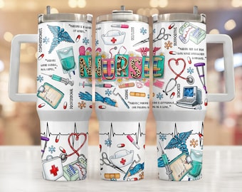 Nurse 40oz Quencher Tumbler Wrap, Gift For Nurse, Nurse Tumbler Png, Nurse Png, 40oz Tumbler Wrap, Digital Download, Nurse Printable