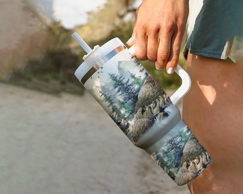 Bigfoot Playing Guitar Forest 40oz Quencher Tumbler Wrap, Woods 40 Oz ...