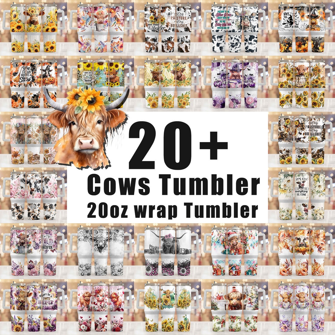 Bundle PNG 40 Oz Highland Cow Tumbler Wrap, 40oz Tumbler PNG Highland ...