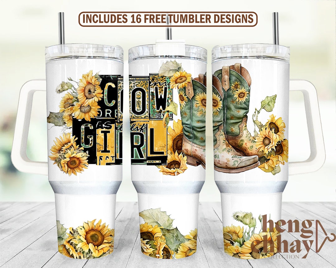 40oz Tumbler Wrap Sublimation, Cowgirl 40 Oz Tumbler Png, 40oz Tumbler ...