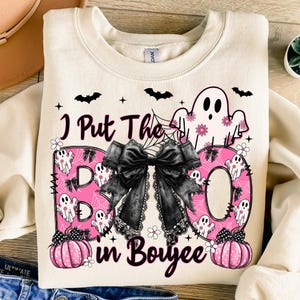 Puse el Boo en Boujee Ghost Png, Coquette Halloween PNG, Diseño de sublimación de fantasmas, Temporada espeluznante Png, Calabaza Png, Halloween Mama Png