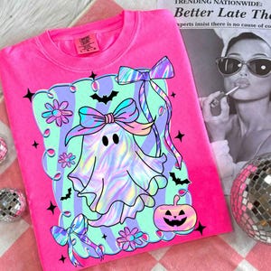 Preppy Halloween Ghost Png, Cute Boo Ghost Coquette Png, Floral Spooky Season Png, Girly Halloween Shirt Design, Spooky Pumpkin Sublimation