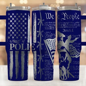 We The People Police Wrap SVG for 40oz Tumbler/Water Bottle Digital File ONLY Back The Blue Patriotic PNG Laser Engraving Sublimation