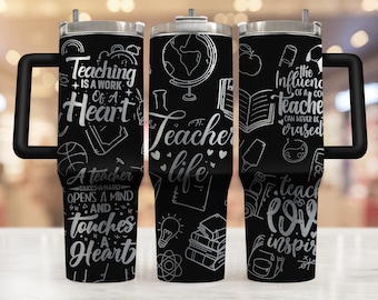 Teacher Engraved Personalized 40 oz Tumbler Wrap SVG, Teacher Laser Engraved Tumbler Svg, Teacher Appreciation, Teacher Svg, Teacher Gift