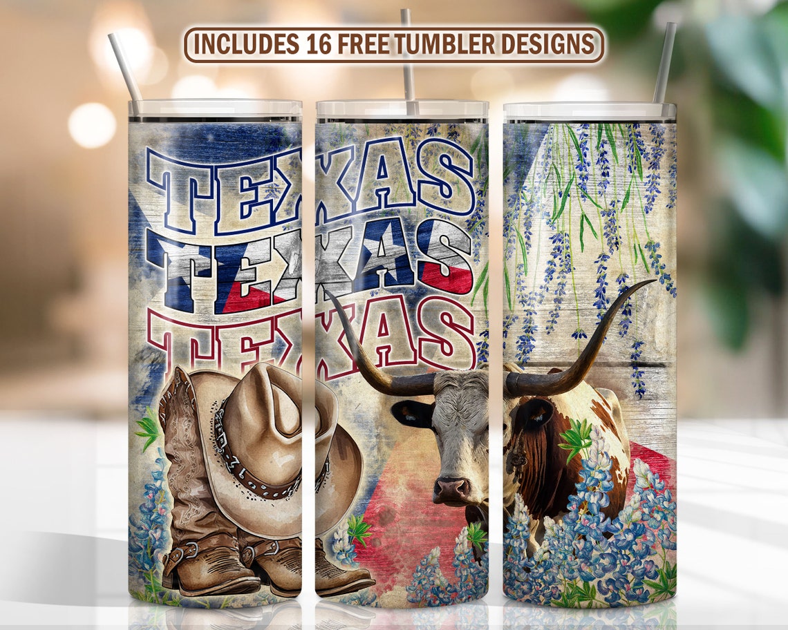 Texas 20 Oz Skinny Tumbler Sublimation Design Digital Download PNG ...