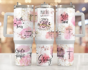 Faith Affirmations, 40oz Tumbler Wrap PNG File, God Quotes 40oz Tumbler Sublimation Design, Boho Design, Digital Download Sublimation PNG