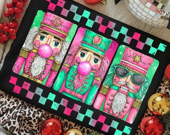 Adrette Pinselstrich Glitter Nussknacker PNG, Frohe Weihnachten Png, Bunt Y'all Are Nuts Png, Trendy Ferien Saison Sublimation Design