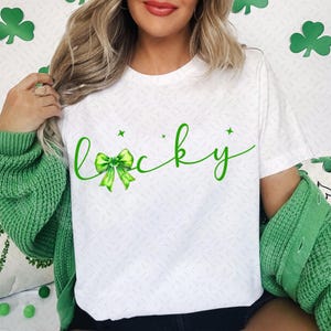 Lucky St.Patricks Day Coquette Png, St Patricks day png, Lucky png, St Patrick Bow Png, St Pattys day png, Girl st patricks day, Shamrock