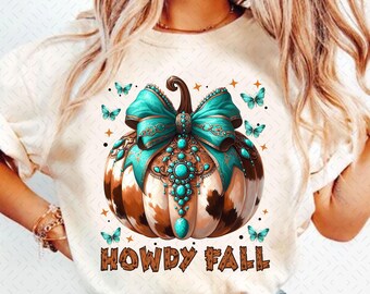 Howdy Fall Western Pumpkin Png Sublimation, Fall Cowhide Pumpkin, Fall Png, Western Pumpkin Png, Coquette Bow Pumpkin, Fall T-shirt Design