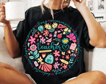 Boho Floral Teacher Png, Preppy Teacher Png, Last Day Of School Png, Teacher Life Png, Teacher Appreciation Gift, Teacher Summer Png