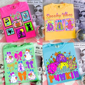 Neon Halloween Png Bundle, Spooky Season Png, Boo Ghost Coquette Png, Pumpkin Halloween Png, Preppy Halloween Png,Retro Halloween Ghosts png