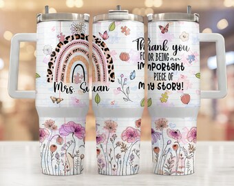 Teacher Gifts Personalized, Rainbow Teacher Tumbler Wrap, Teacher 40oz Tumbler Wrap, 40oz Quencher Tumbler Wrap, Teacher Life,Teacher Design