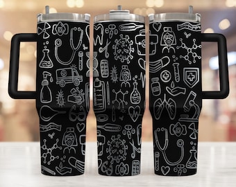40oz Tumbler Wrap Svg, Medical doodles 40oz Tumbler Laser Engraving Wrap, 40oz Laser Engraved Svg, Laser Engraving Svg