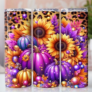 Pumpkins Fall Tumbler Wrap, 20oz Skinny Tumbler Sublimation Design, Pumpkin Tumbler Png, Floral Fall 20oz Tumbler Wrap, Digital Download