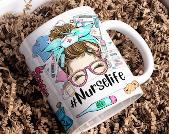 Nurse Mug Sublimation design, Nurse Life 11 oz & 15oz mug wrap, Nurse Thank You Gift, Nurse Mug Wrap, Coffee Mug Png, Digital Download