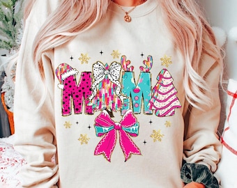 Colorful Coquette Glitter Christmas Mama Png, Mama Claus png, Christmas Tree Cake png, Bright Color Christmas Png, Christmas brushstroke