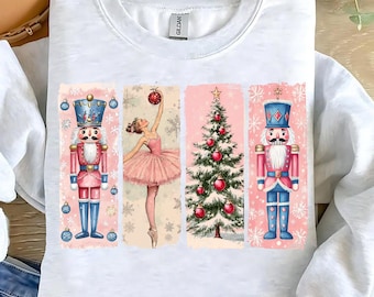 Retro Nussknacker Weihnachten PNG, Preppy Weihnachten Png, Urlaubsstimmung Png, Nussknacker Ballett Png, Weihnachtsbaum, Rosa Weihnachten, Sublimation